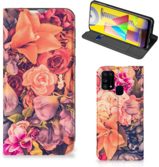 B2Ctelecom Telefoon Hoesje Cadeau voor Moeder Samsung Galaxy M31 Flipcase Bosje Bloemen