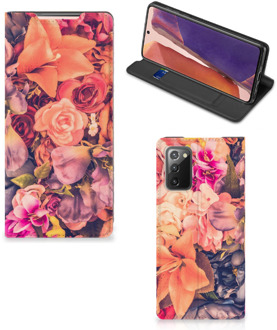 B2Ctelecom Telefoon Hoesje Cadeau voor Moeder Samsung Galaxy Note20 Flipcase Bosje Bloemen