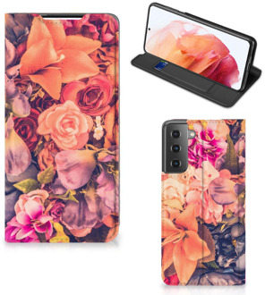 B2Ctelecom Telefoon Hoesje Cadeau voor Moeder Samsung Galaxy S21 Flipcase Bosje Bloemen