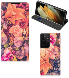 B2Ctelecom Telefoon Hoesje Cadeau voor Moeder Samsung Galaxy S21 Ultra Flipcase Bosje Bloemen