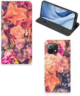 B2Ctelecom Telefoon Hoesje Cadeau voor Moeder Xiaomi Mi 11 Lite Flipcase Bosje Bloemen