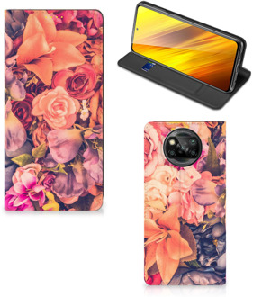 B2Ctelecom Telefoon Hoesje Cadeau voor Moeder Xiaomi Poco X3 Flipcase Bosje Bloemen