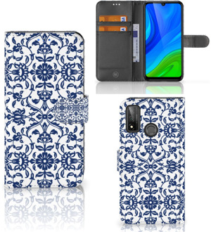 B2Ctelecom Telefoon Hoesje Huawei P Smart 2020 Book Case Flower Blue