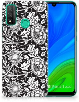 B2Ctelecom Telefoon Hoesje Huawei P Smart 2020 Mobiel Case Zwart Bloemen