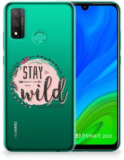 B2Ctelecom Telefoon Hoesje Huawei P Smart 2020 Siliconen Back Cover Transparant Boho Stay Wild