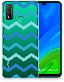 B2Ctelecom Telefoon Hoesje Huawei P Smart 2020 Siliconen Back Cover Zigzag Blauw