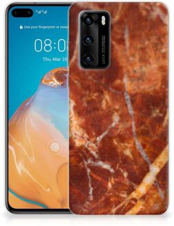 B2Ctelecom Telefoon Hoesje Huawei P40 Hoesje Bumper Marmer Bruin