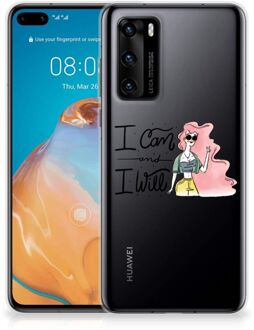 B2Ctelecom Telefoon Hoesje Huawei P40 Hoesje met Tekst i Can