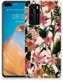 B2Ctelecom Telefoon Hoesje Huawei P40 Leuk TPU Back Case Bloemen