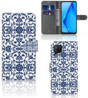 B2Ctelecom Telefoon Hoesje Huawei P40 Lite Book Case Flower Blue