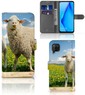 B2Ctelecom Telefoon Hoesje Huawei P40 Lite Book Wallet Case met foto Schaap en Lammetje