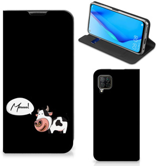 B2Ctelecom Telefoon Hoesje Huawei P40 Lite Flipcover Cow Gepersonaliseerd Cadeau