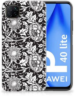 B2Ctelecom Telefoon Hoesje Huawei P40 Lite Mobiel Case Zwart Bloemen