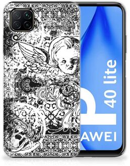 B2Ctelecom Telefoon Hoesje Huawei P40 Lite Silicone Back Case Skulls Angel