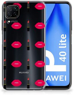 B2Ctelecom Telefoon Hoesje Huawei P40 Lite Silicone Hoesje Doorzichtig Lipstick Kiss