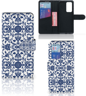 B2Ctelecom Telefoon Hoesje Huawei P40 Pro Book Case Flower Blue