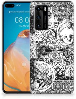 B2Ctelecom Telefoon Hoesje Huawei P40 Silicone Back Case Skulls Angel