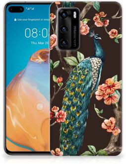 B2Ctelecom Telefoon Hoesje Huawei P40 Siliconen Back Cover Pauw met Bloemen