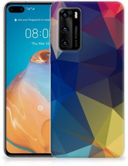 B2Ctelecom Telefoon Hoesje Huawei P40 Siliconen Back Cover Polygon Dark