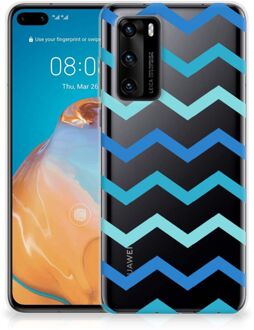 B2Ctelecom Telefoon Hoesje Huawei P40 Siliconen Back Cover Zigzag Blauw