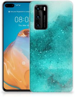 B2Ctelecom Telefoon Hoesje Huawei P40 Siliconen Hoesje Painting Blue