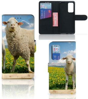 B2Ctelecom Telefoon Hoesje Huawei P40 Wallet Book Case met foto Schaap en Lammetje