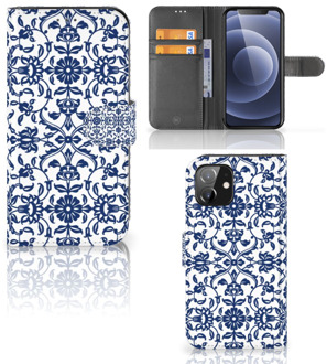 B2Ctelecom Telefoon Hoesje iPhone 12 | 12 Pro (6.1") Book Case Flower Blue