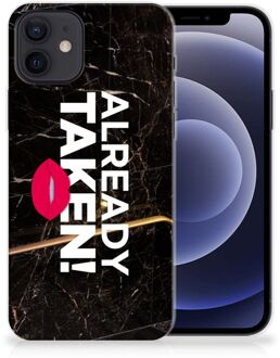 B2Ctelecom Telefoon Hoesje iPhone 12 | 12 Pro (6.1") Leuk TPU Back Cover Already Taken Black