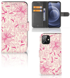 B2Ctelecom Telefoon Hoesje iPhone 12 | 12 Pro (6.1") Magnet Case Pink Flowers