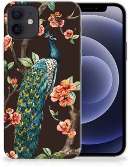 B2Ctelecom Telefoon Hoesje iPhone 12 | 12 Pro (6.1") Siliconen Back Cover Pauw met Bloemen