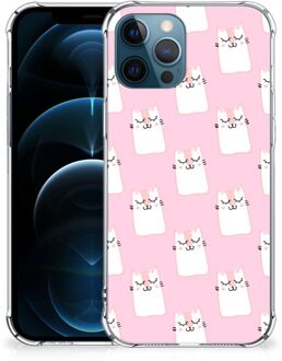 B2Ctelecom Telefoon Hoesje iPhone 12 | 12 Pro Back Cover Siliconen Hoesje met transparante rand Sleeping Cats