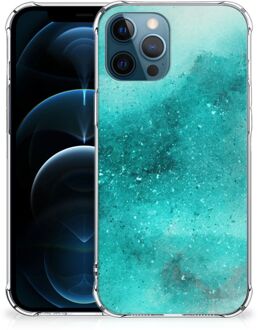 B2Ctelecom Telefoon Hoesje iPhone 12 | 12 Pro Case Anti-shock met transparante rand Painting Blue