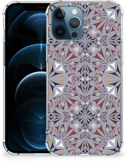 B2Ctelecom Telefoon Hoesje iPhone 12 | 12 Pro Extreme Case met transparante rand Flower Tiles