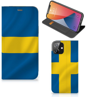 B2Ctelecom Telefoon Hoesje iPhone 12 | iPhone 12 Pro Flipcase Zweedse Vlag