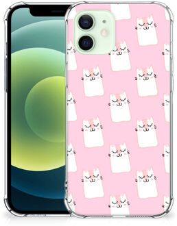 B2Ctelecom Telefoon Hoesje iPhone 12 Mini Back Cover Siliconen Hoesje met transparante rand Sleeping Cats