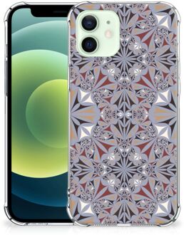 B2Ctelecom Telefoon Hoesje iPhone 12 Mini Extreme Case met transparante rand Flower Tiles