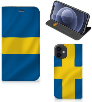 B2Ctelecom Telefoon Hoesje iPhone 12 Mini Flipcase Zweedse Vlag