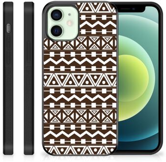 B2Ctelecom Telefoon Hoesje iPhone 12 Mini Leuk TPU Backcase met Zwarte rand Aztec Brown