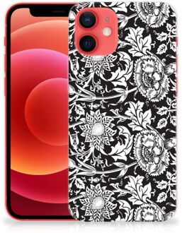 B2Ctelecom Telefoon Hoesje iPhone 12 Mini Mobiel Case Zwart Bloemen