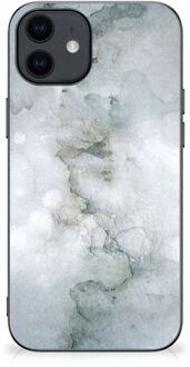 B2Ctelecom Telefoon Hoesje iPhone 12 Pro | 12 (6.1") Silicone Back Cover met Zwarte rand Painting Grey