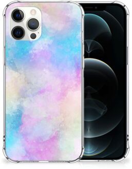 B2Ctelecom Telefoon Hoesje iPhone 12 Pro Max Anti Shock Hoesje met transparante rand Watercolor Light