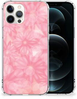 B2Ctelecom Telefoon Hoesje iPhone 12 Pro Max Case Anti-shock met transparante rand Lente Bloemen