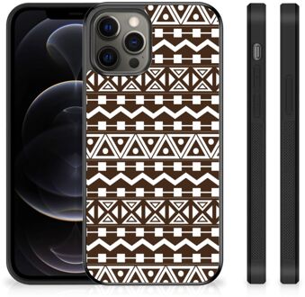 B2Ctelecom Telefoon Hoesje iPhone 12 Pro Max Leuk TPU Backcase met Zwarte rand Aztec Brown