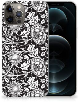 B2Ctelecom Telefoon Hoesje iPhone 12 Pro Max Mobiel Case Zwart Bloemen