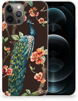 B2Ctelecom Telefoon Hoesje iPhone 12 Pro Max Siliconen Back Cover Pauw met Bloemen