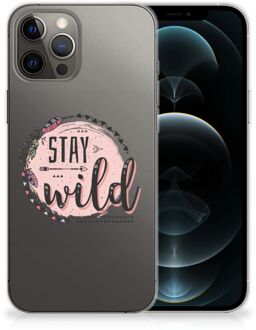 B2Ctelecom Telefoon Hoesje iPhone 12 Pro Max Siliconen Back Cover Transparant Boho Stay Wild