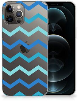 B2Ctelecom Telefoon Hoesje iPhone 12 Pro Max Siliconen Back Cover Zigzag Blauw