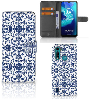 B2Ctelecom Telefoon Hoesje Motorola G8 Power Lite Book Case Flower Blue