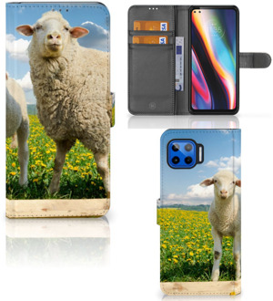 B2Ctelecom Telefoon Hoesje Motorola Moto G 5G Plus Wallet Book Case met foto Schaap en Lammetje