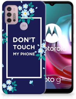 B2Ctelecom Telefoon Hoesje Motorola Moto G30 | G10 Leuk TPU Back Case Flowers Blue Don't Touch My Phone